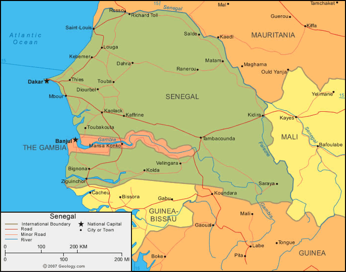 political map of senegal